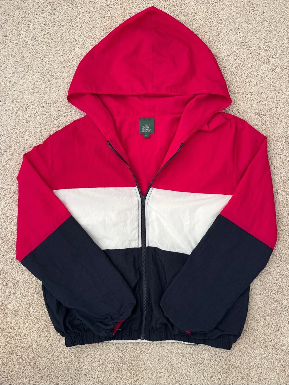 Wild Fable Retro/90s Lightweight Colorblock Windbreaker (in pink/white/navy)
